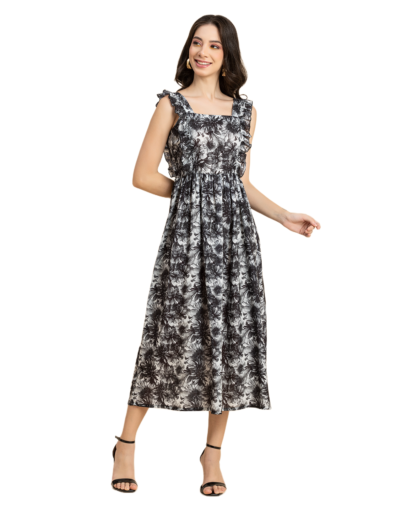 Printed A-Line Long Dress
