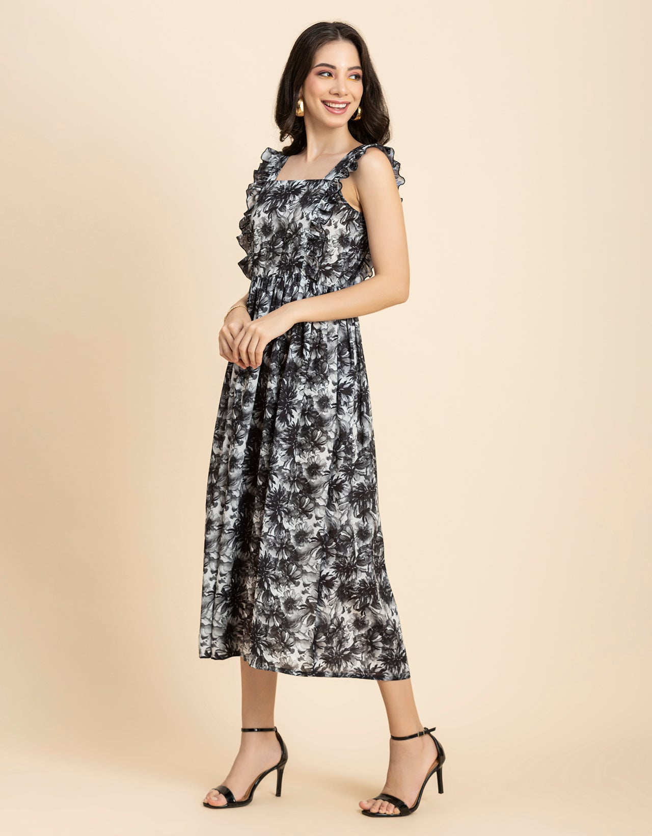 Printed A-Line Long Dress