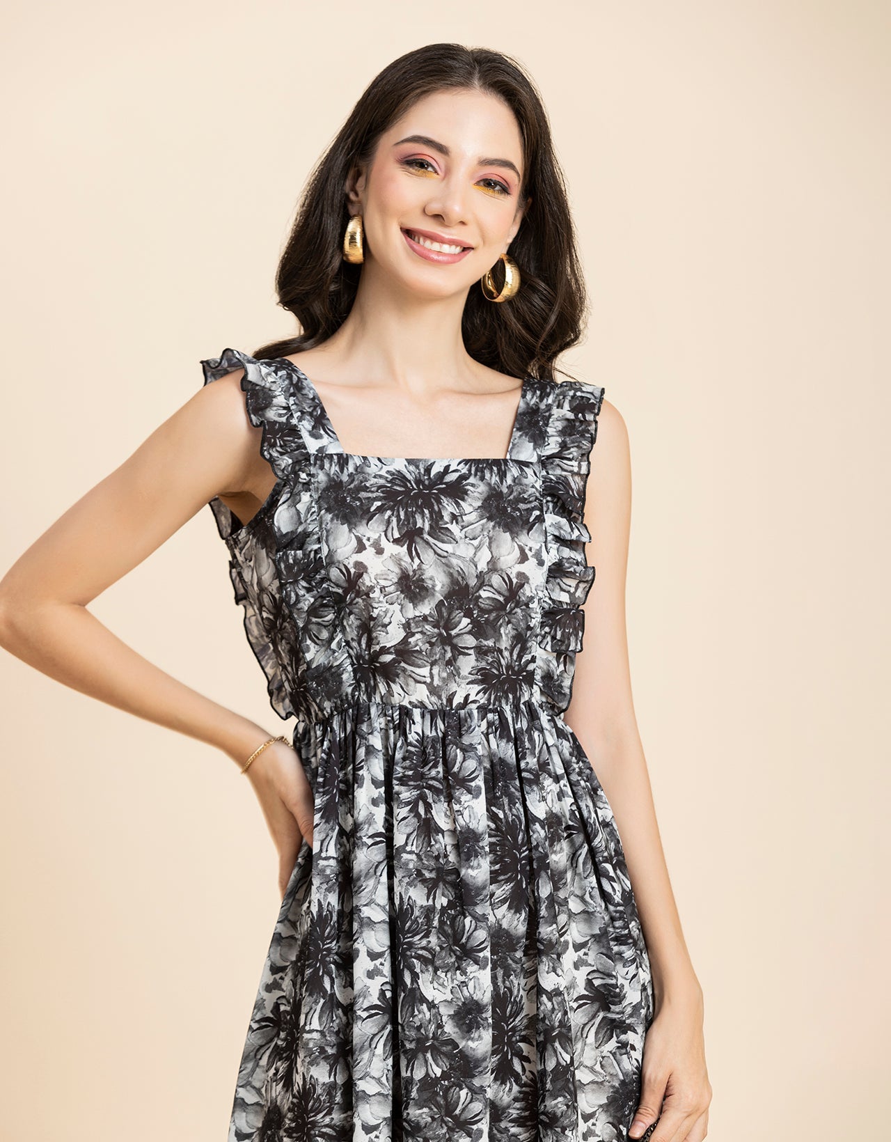 Printed A-Line Long Dress