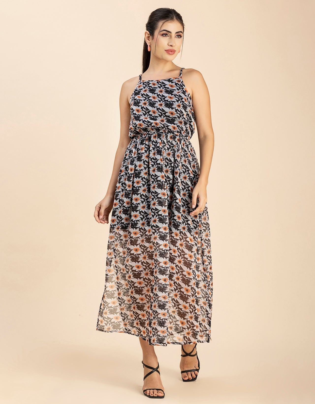 Strappy Midi Elastic Dress
