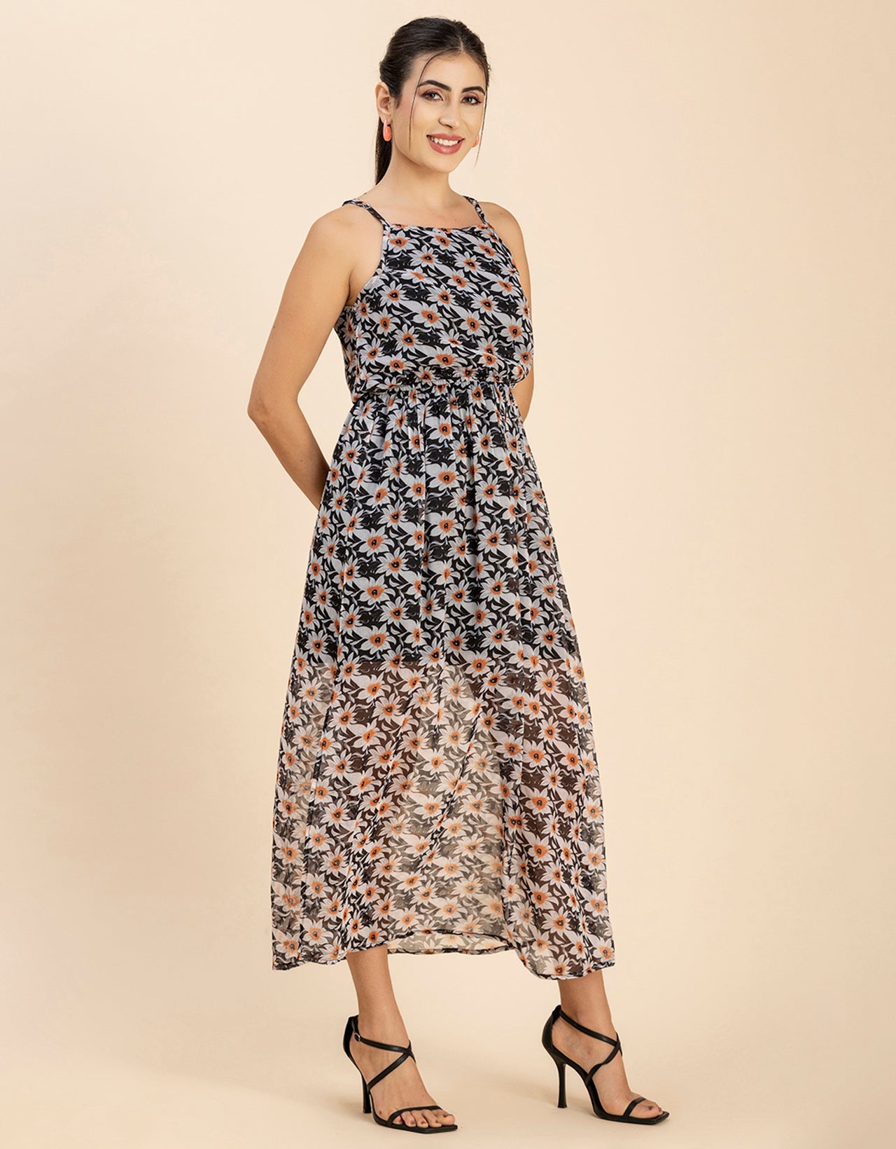 Strappy Midi Elastic Dress