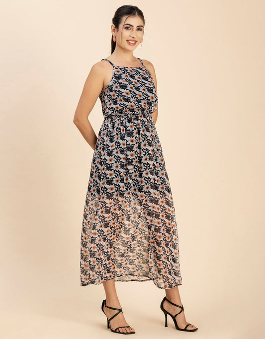 Strappy Midi Elastic Dress