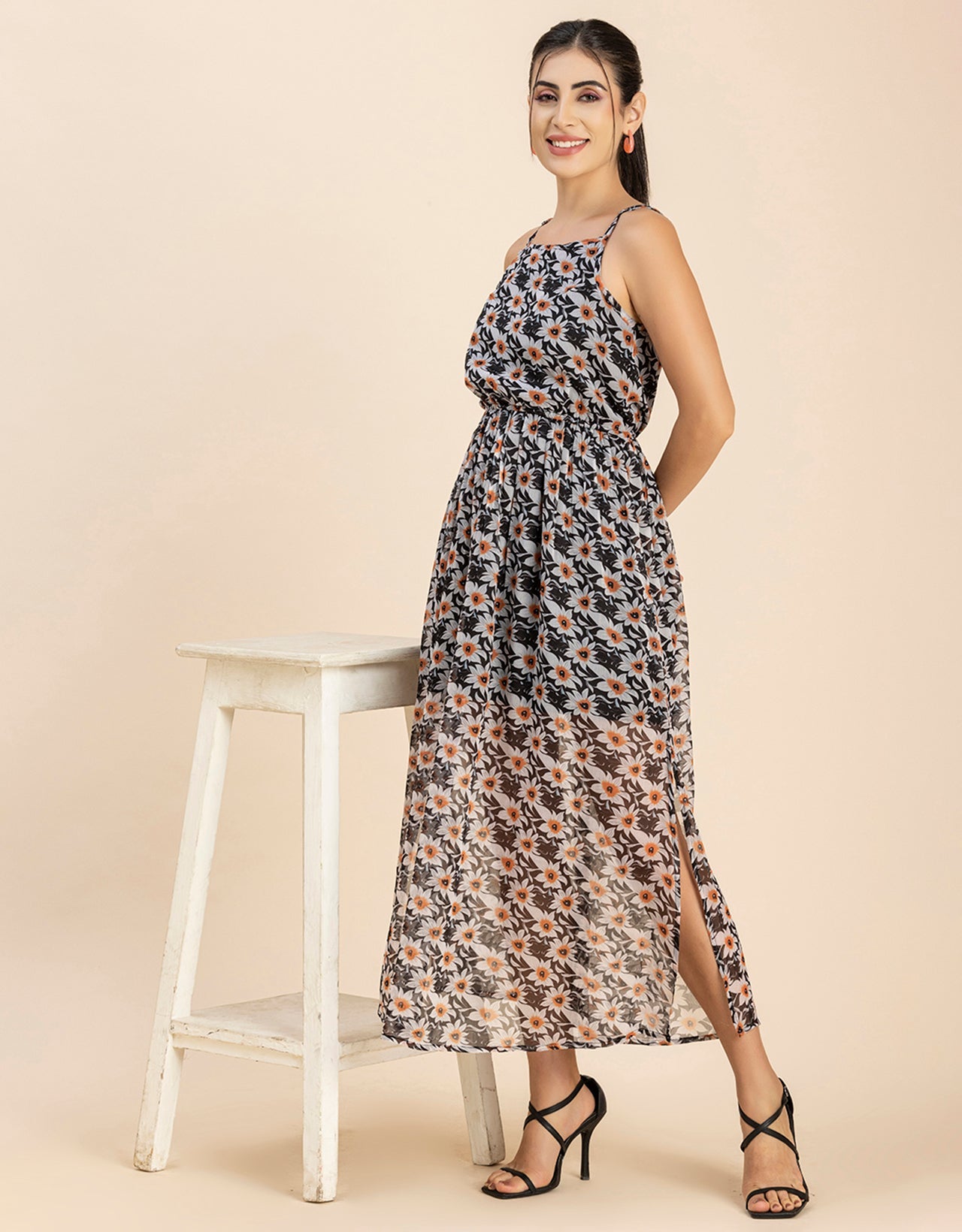 Strappy Midi Elastic Dress