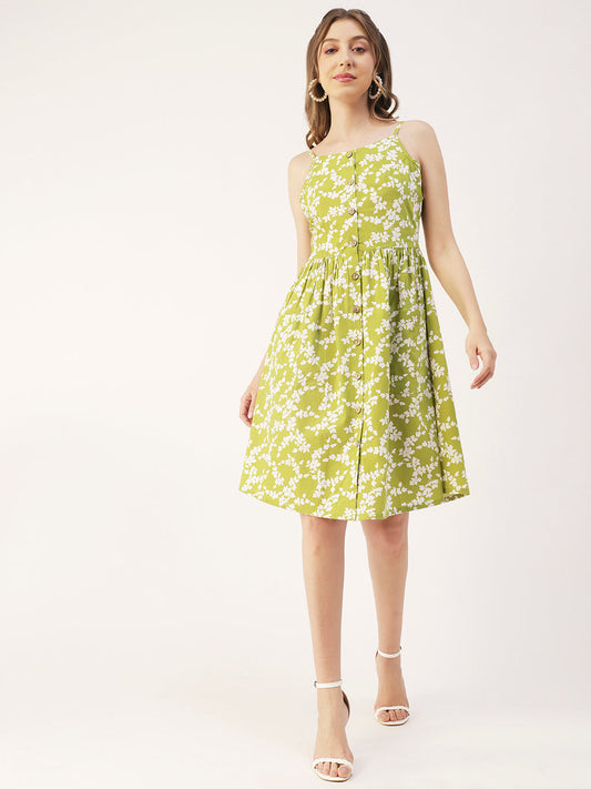 Sleeveless Cotton Dress, Buttoned
