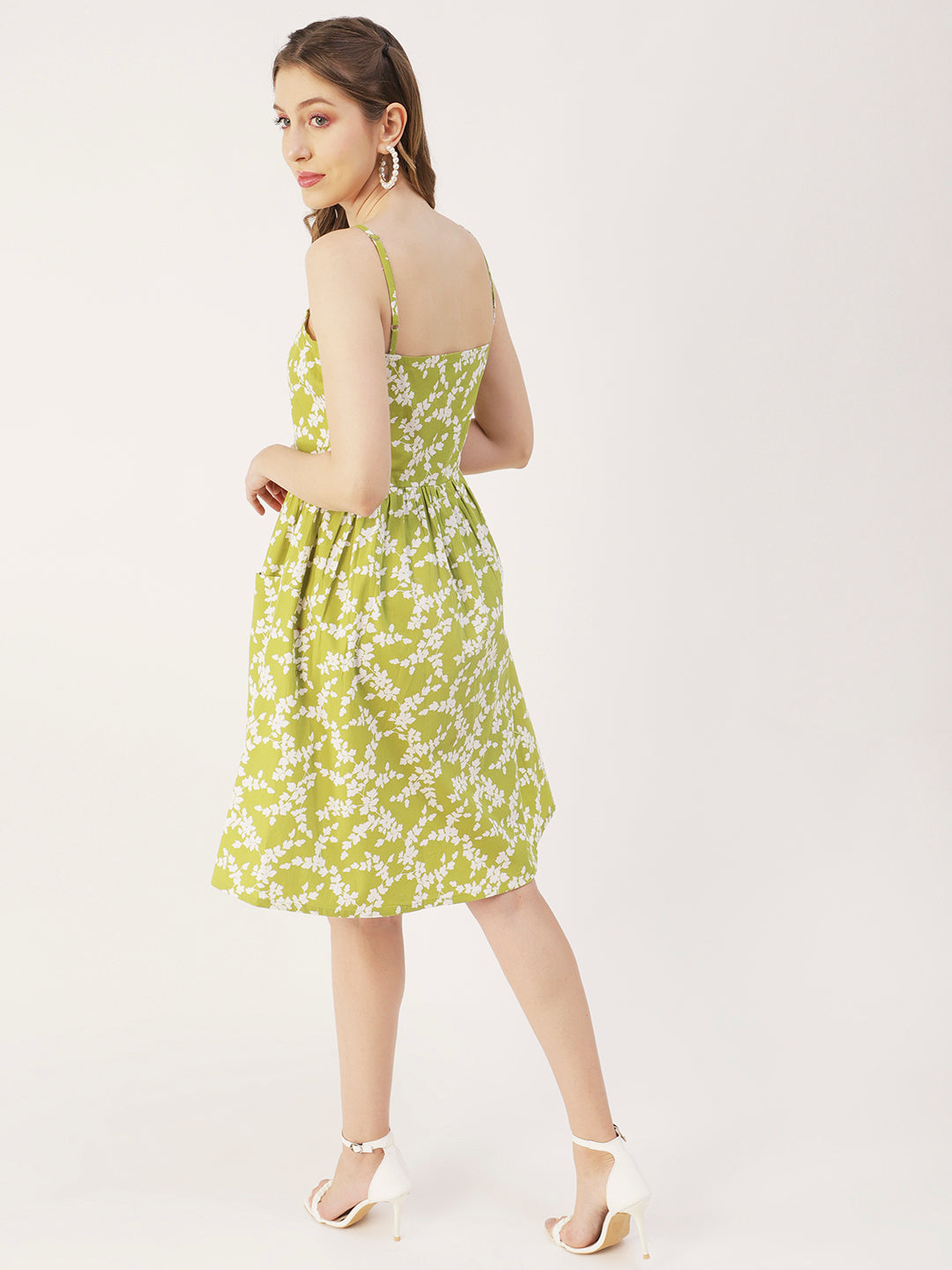 Sleeveless Cotton Dress, Buttoned