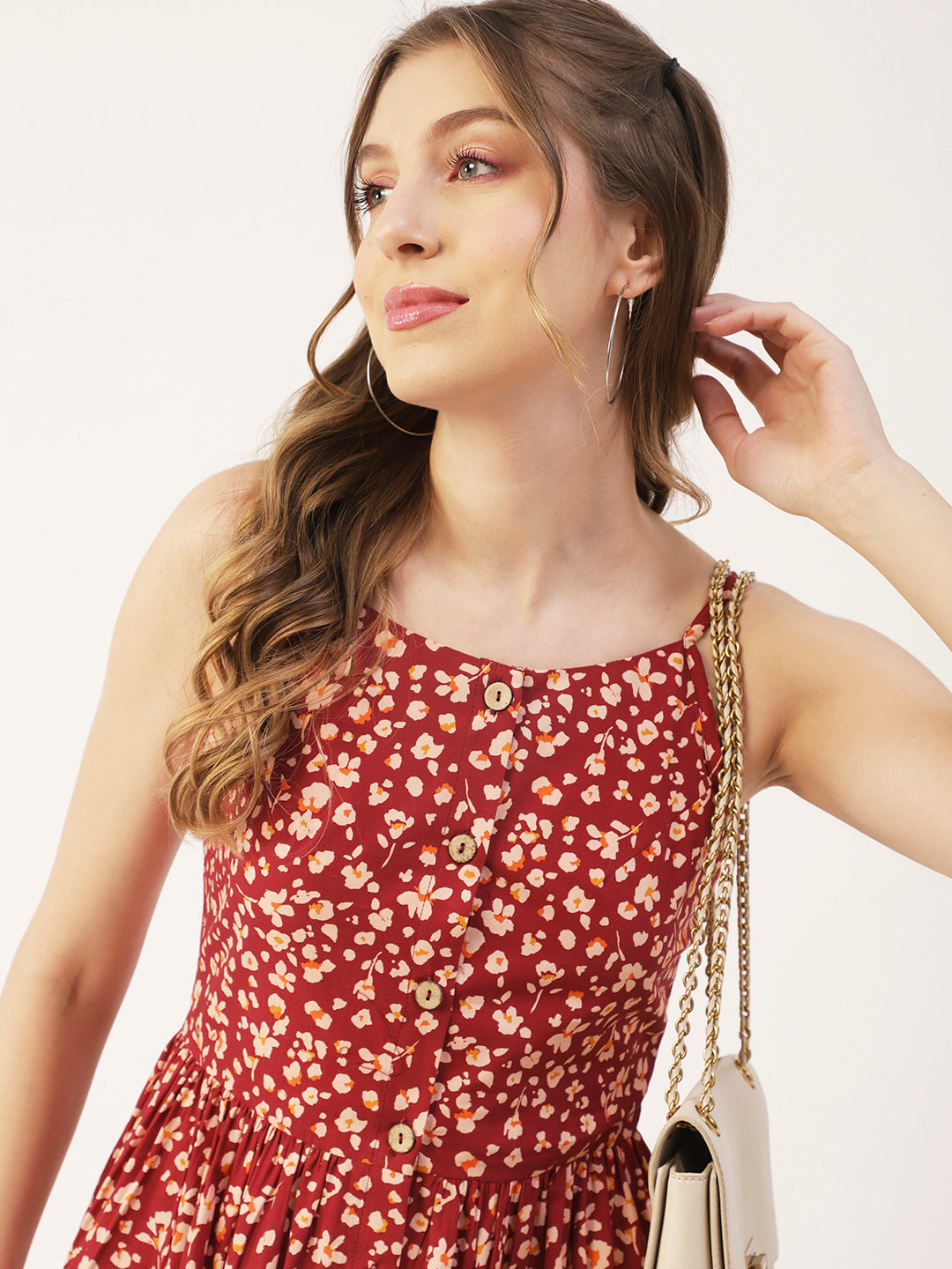 Sleeveless Cotton Dress, Buttoned