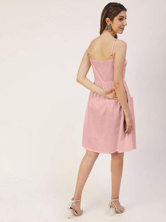 Sleeveless Cotton Dress, Buttoned