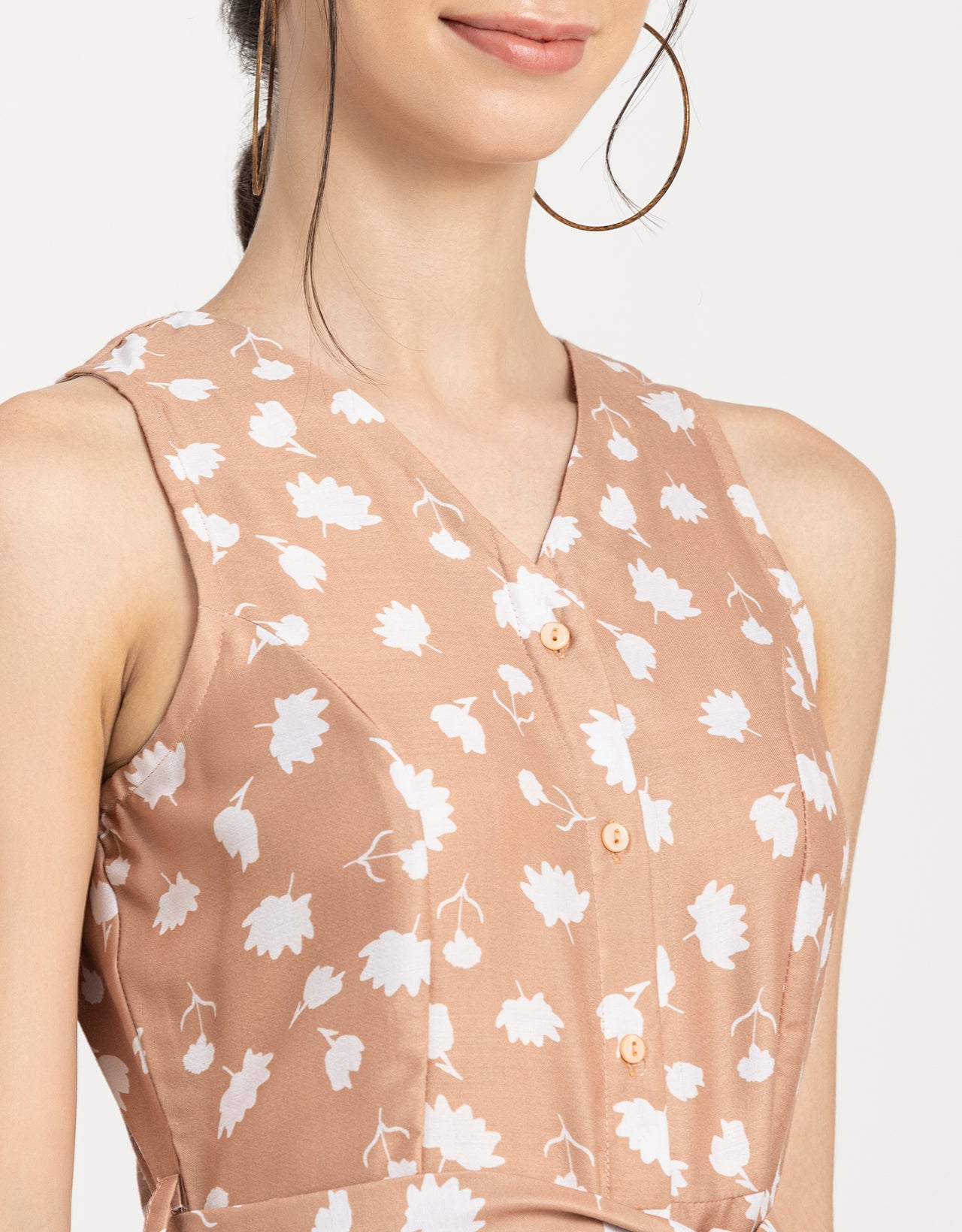 Printed Button Down Midi