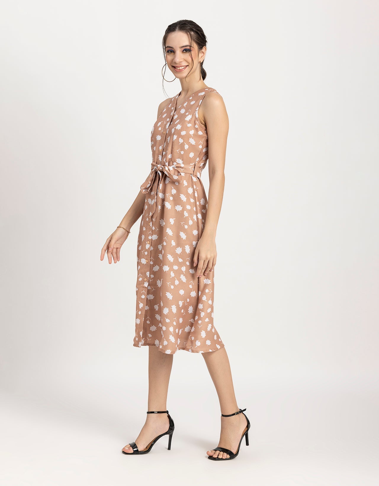 Printed Button Down Midi