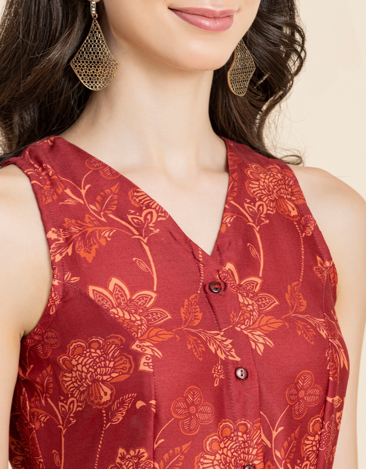 Printed Button Down Midi