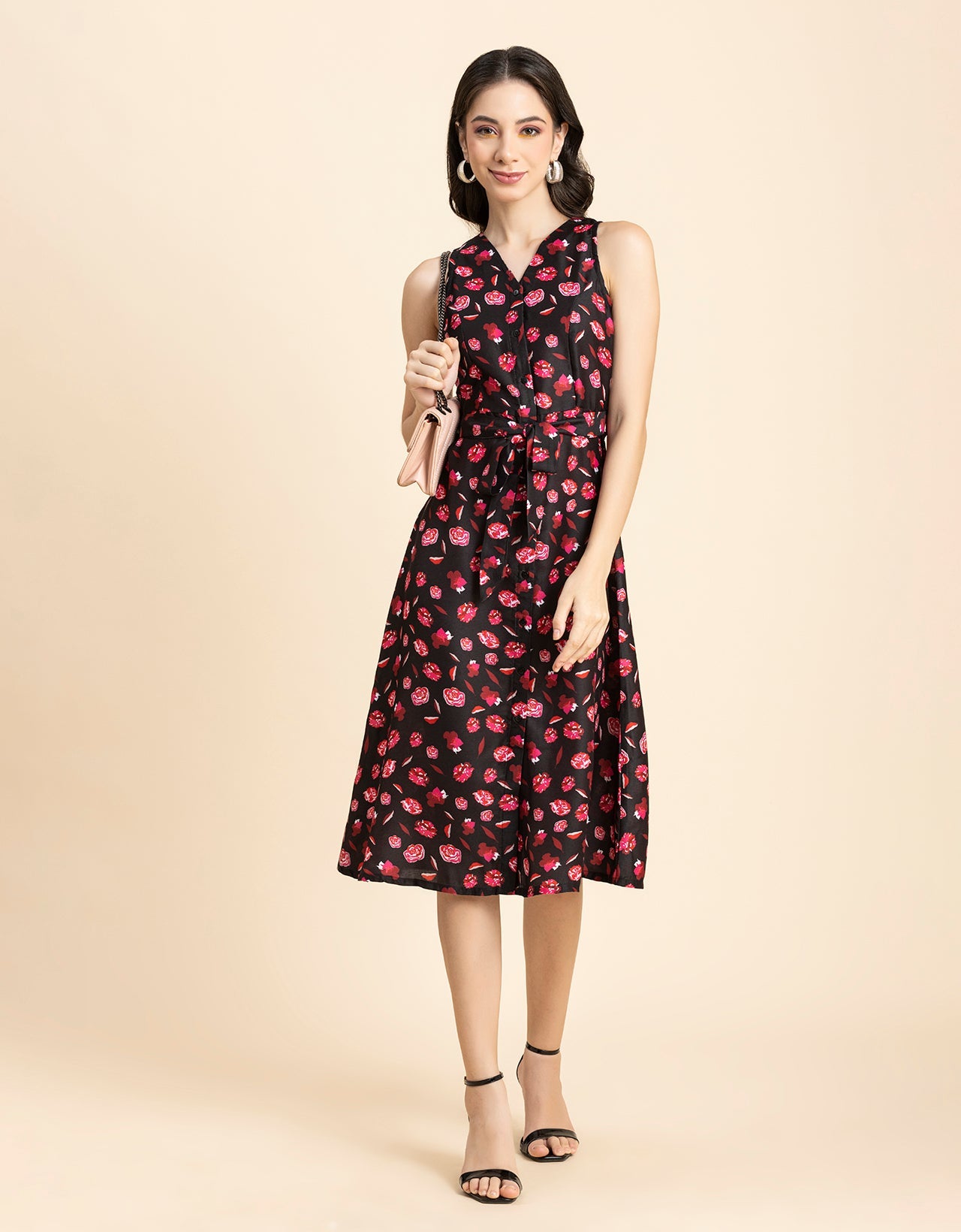 Printed Button Down Midi