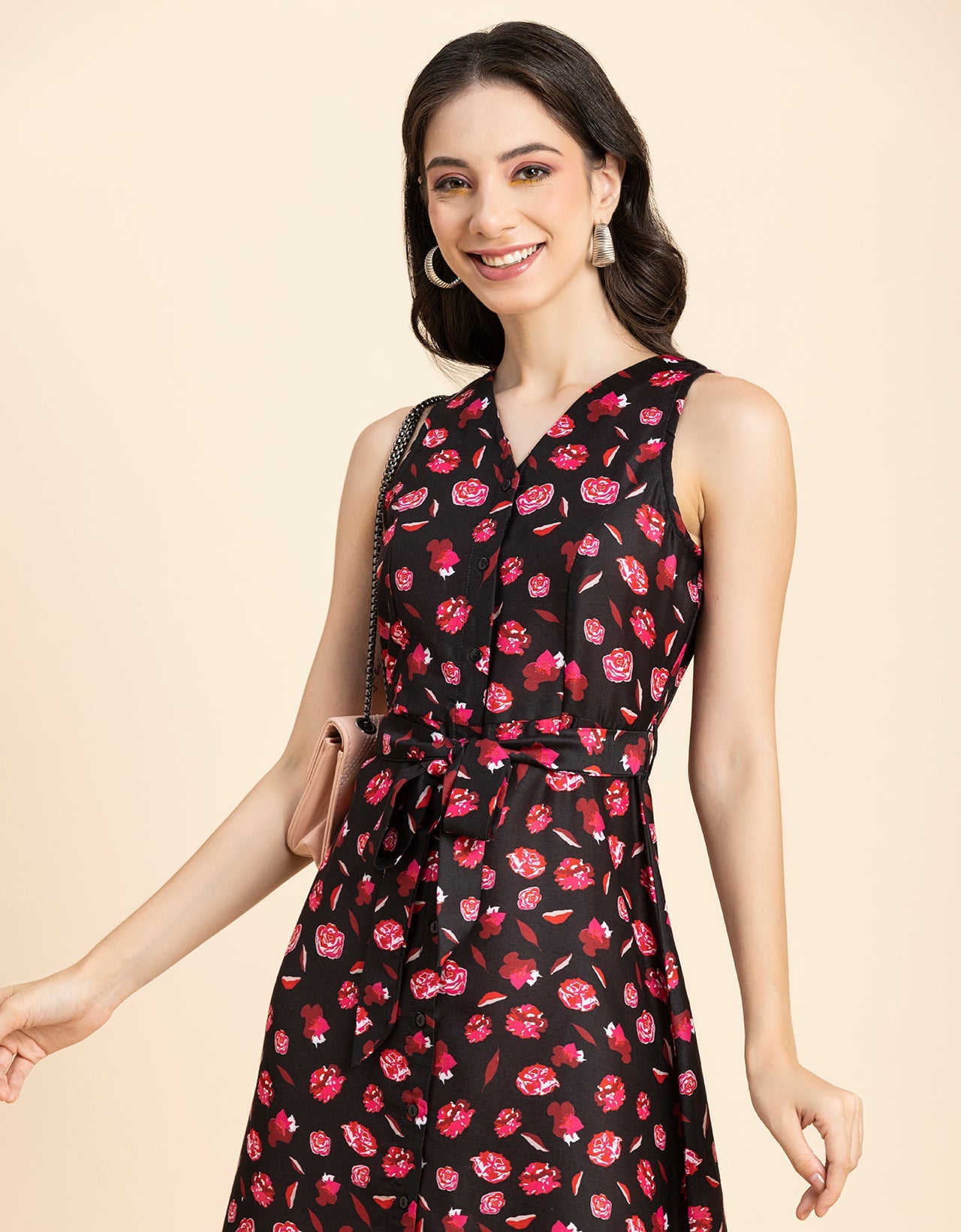 Printed Button Down Midi
