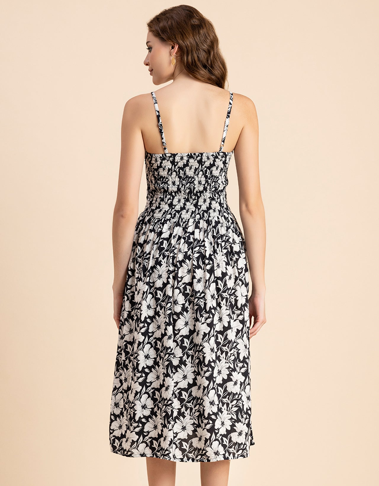 Printed Smocked Dress, Spaghetti