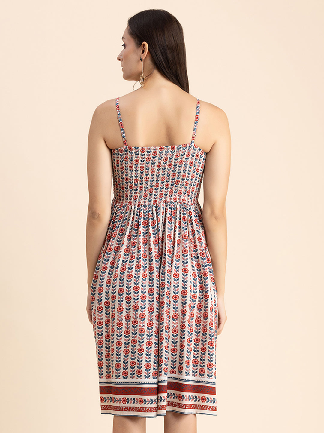 Printed Smocked Dress, Spaghetti