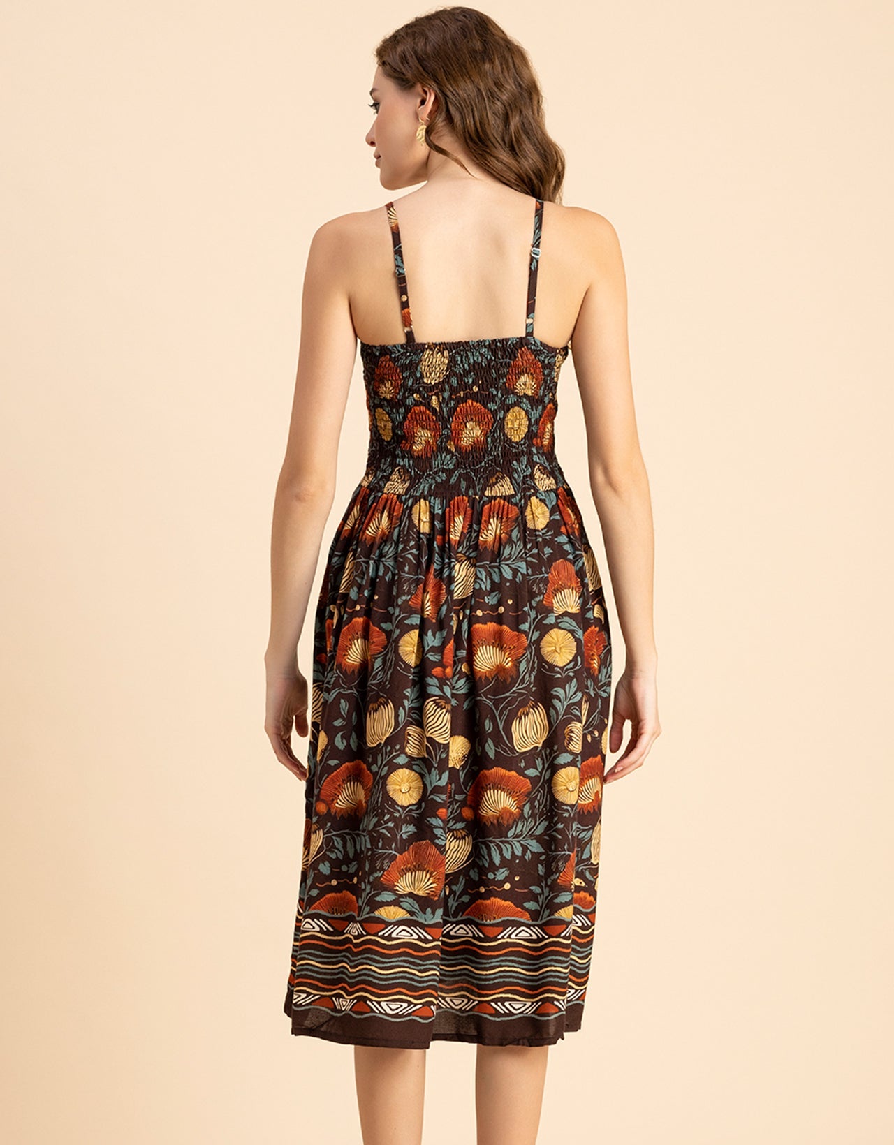 Printed Smocked Dress, Spaghetti