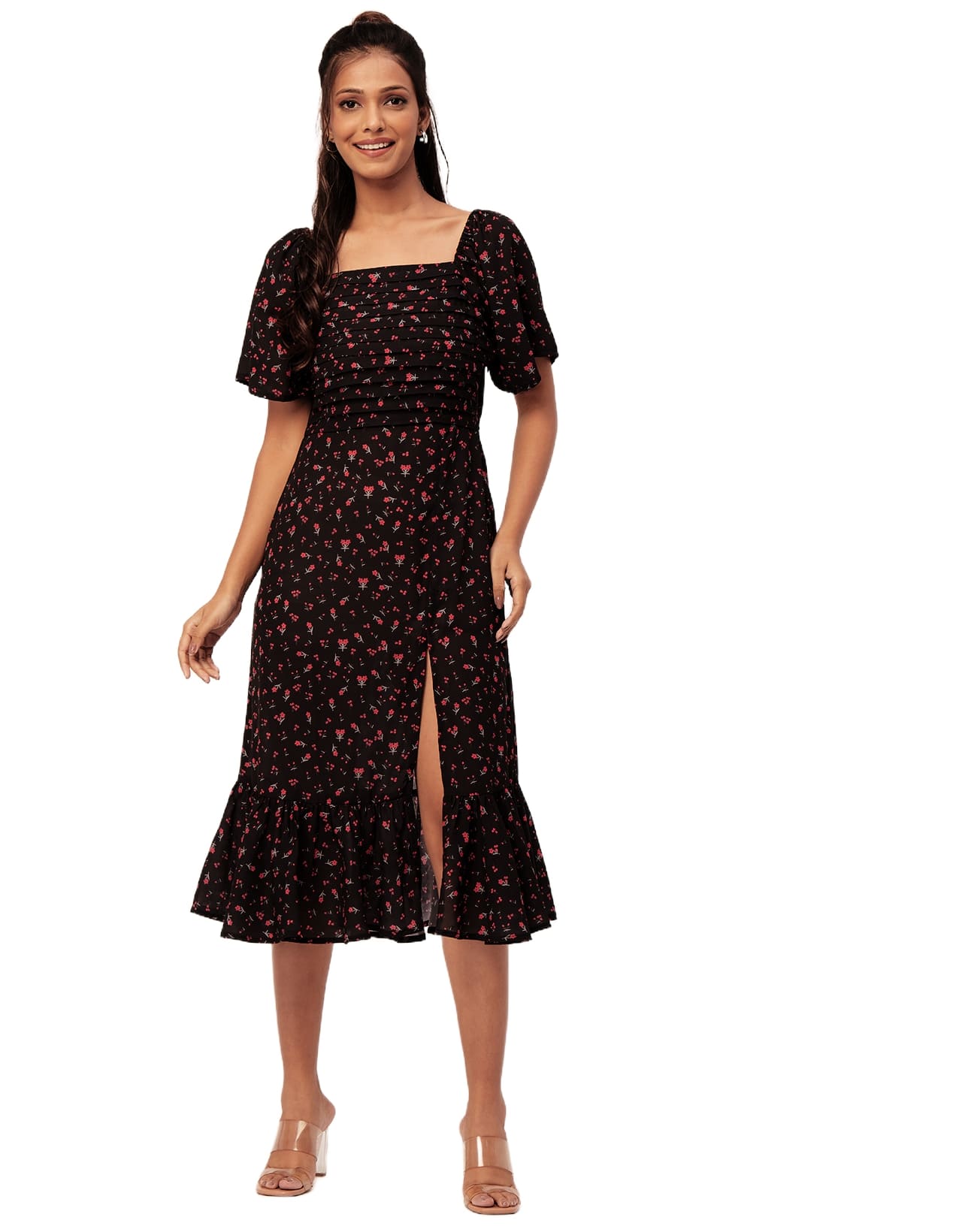 Side Slit Ruffle Dress