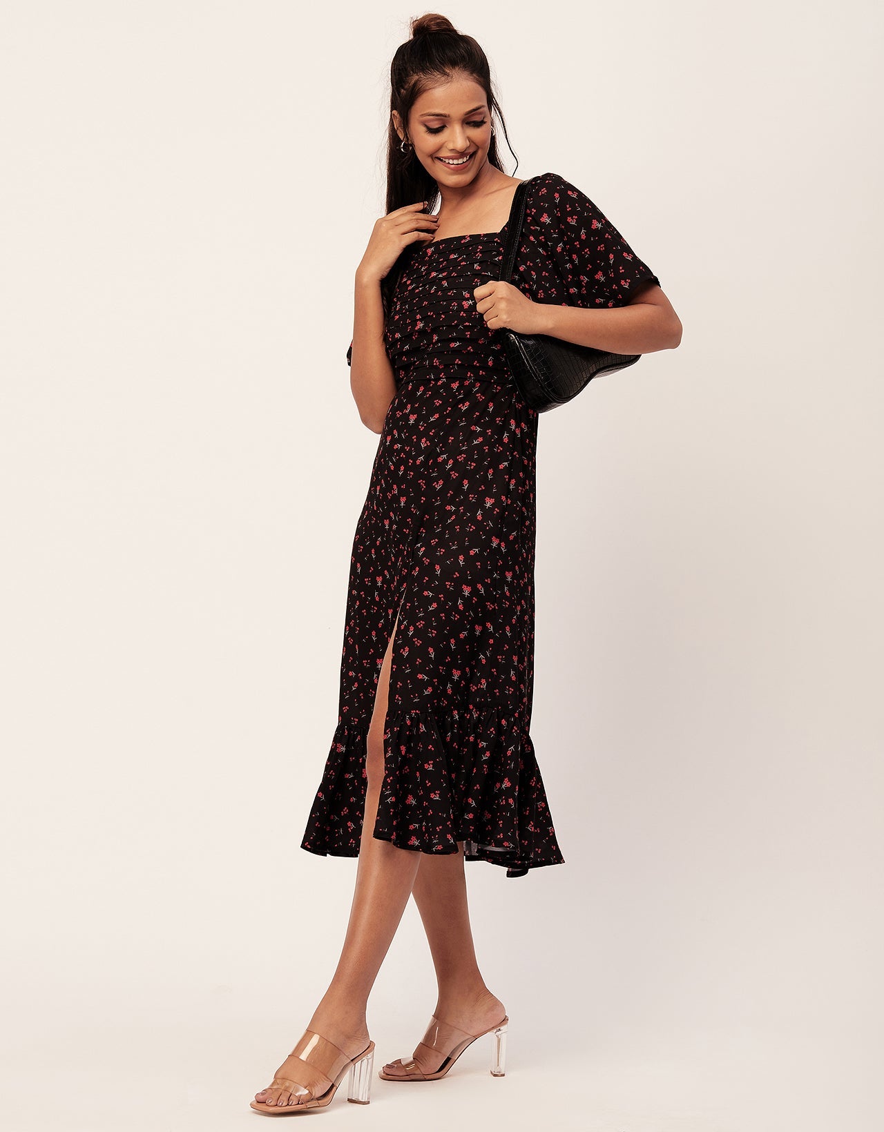 Side Slit Ruffle Dress