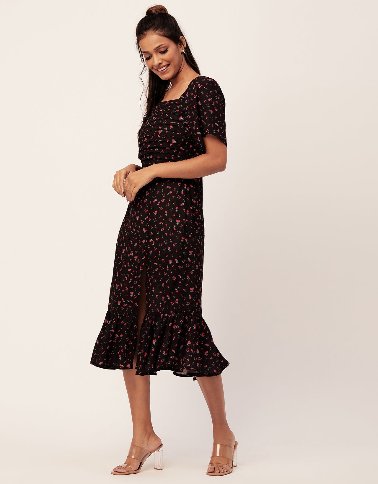 Side Slit Ruffle Dress