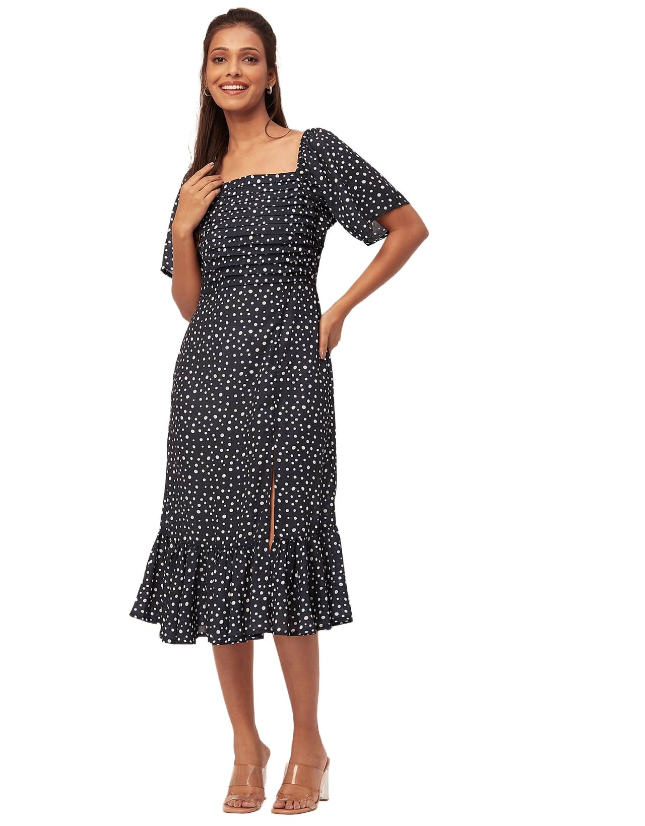 Side Slit Ruffle Dress