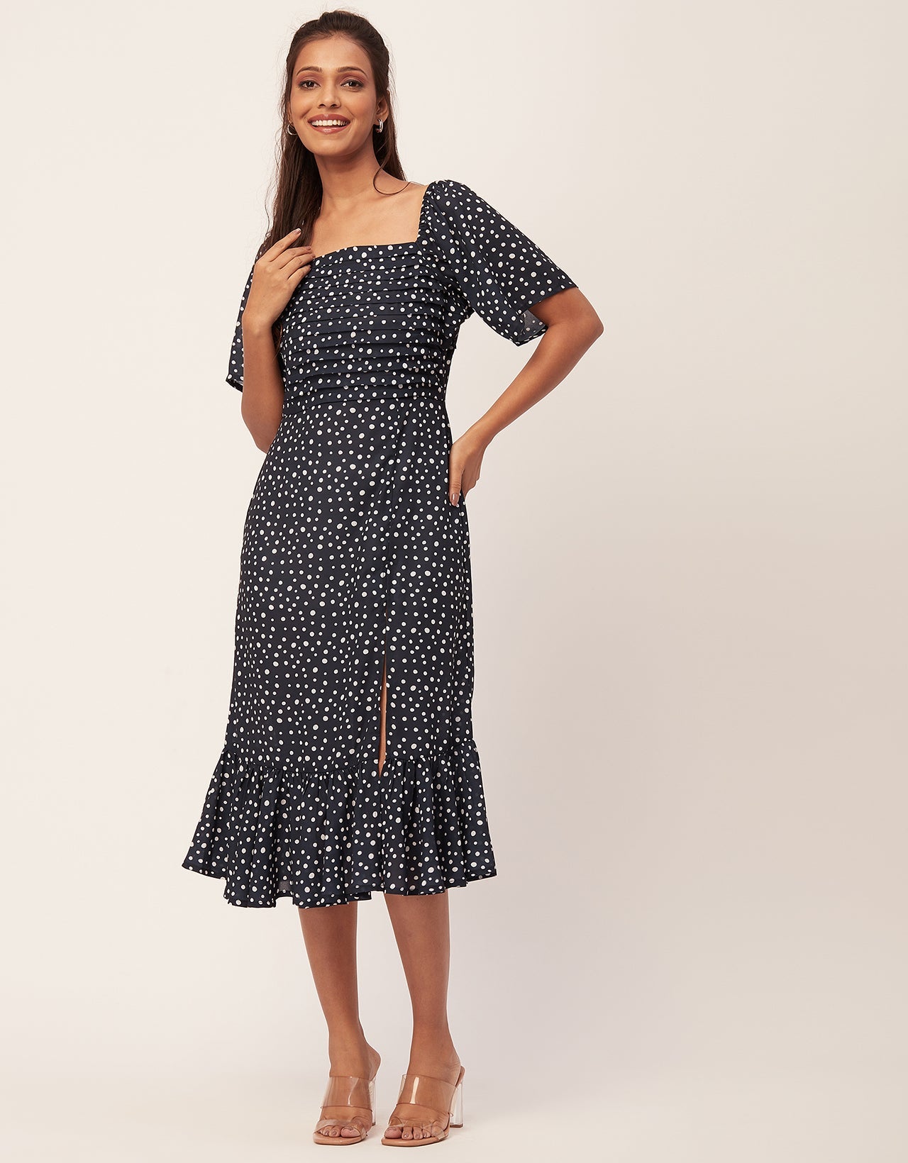 Side Slit Ruffle Dress