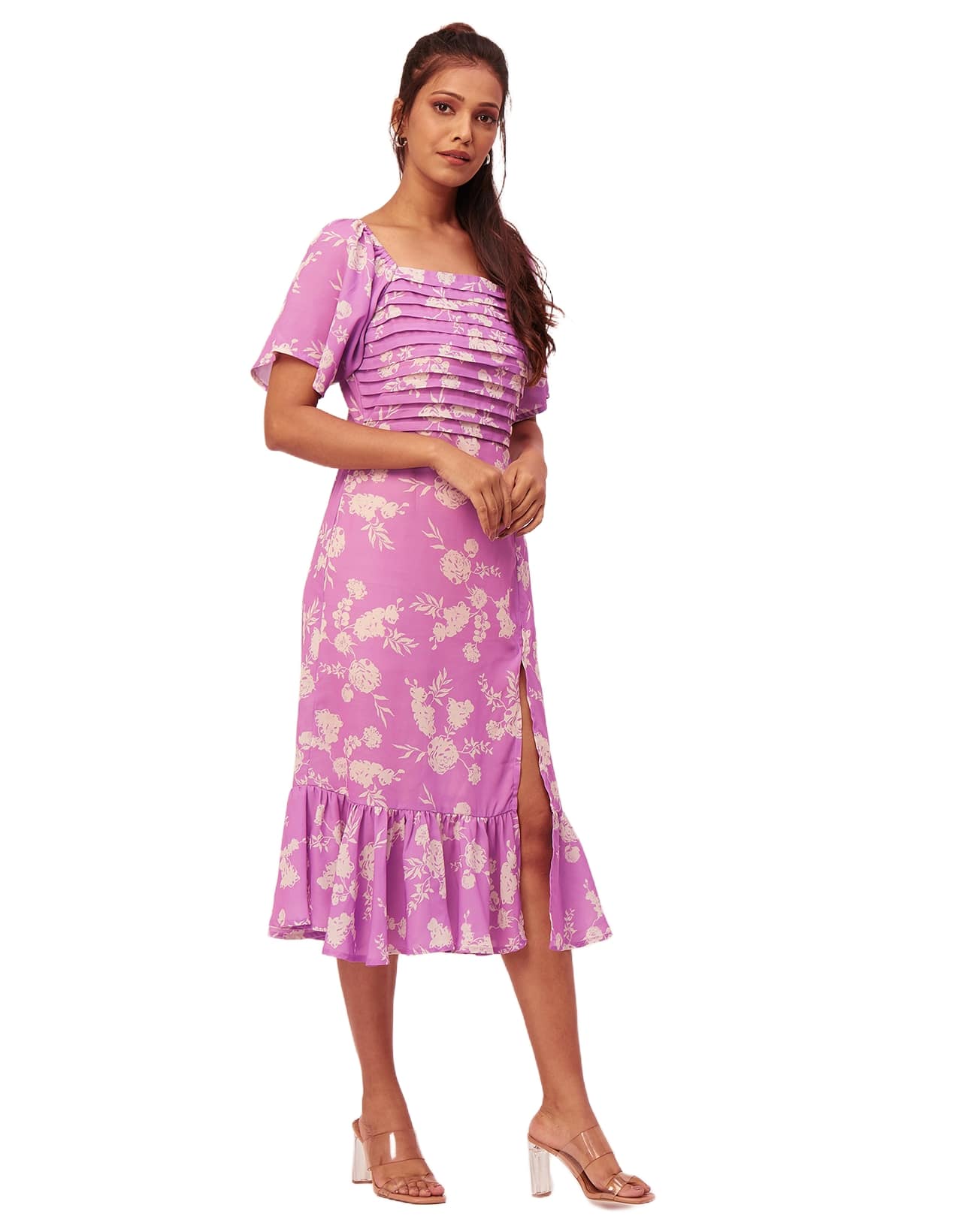 Side Slit Ruffle Dress