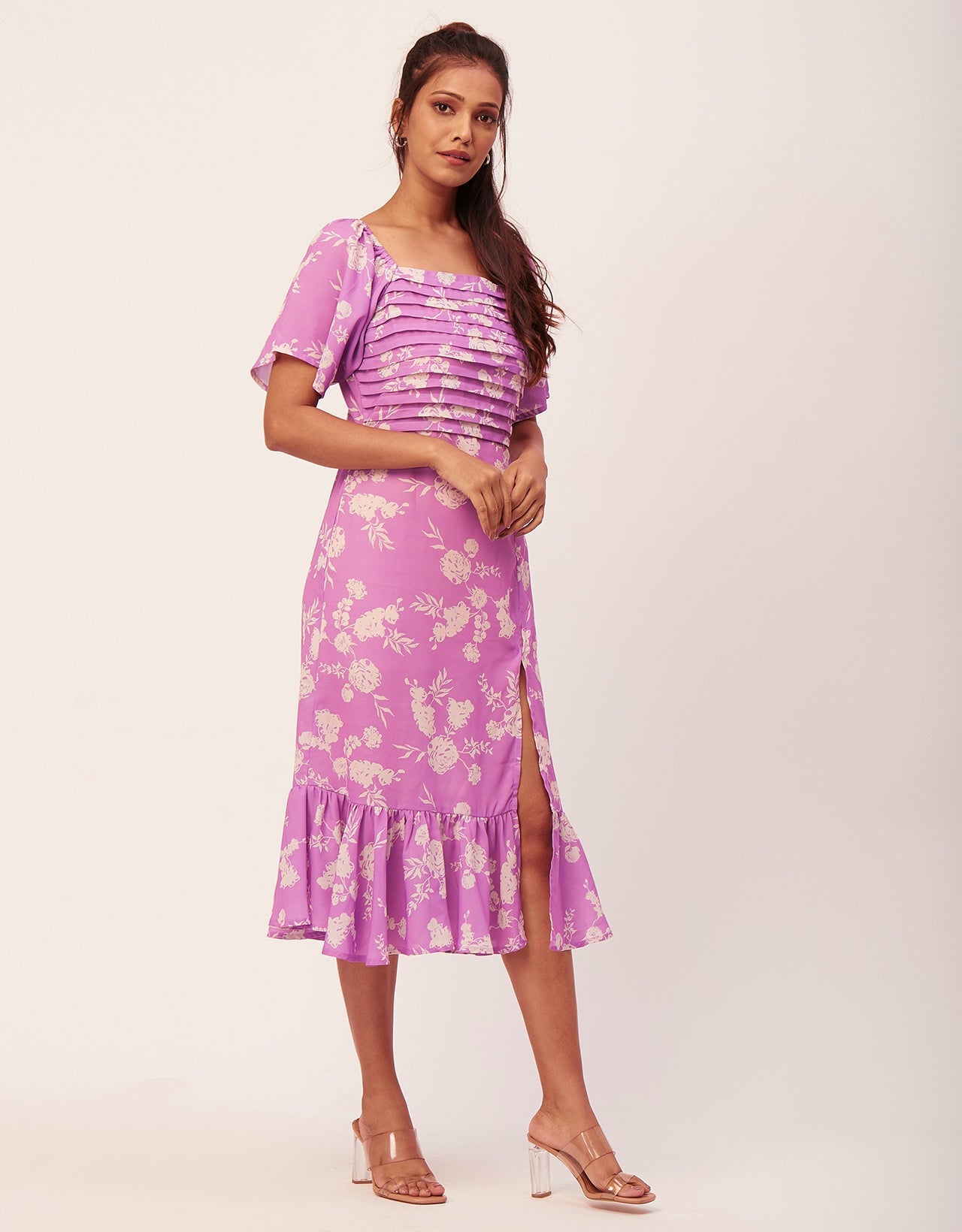 Side Slit Ruffle Dress