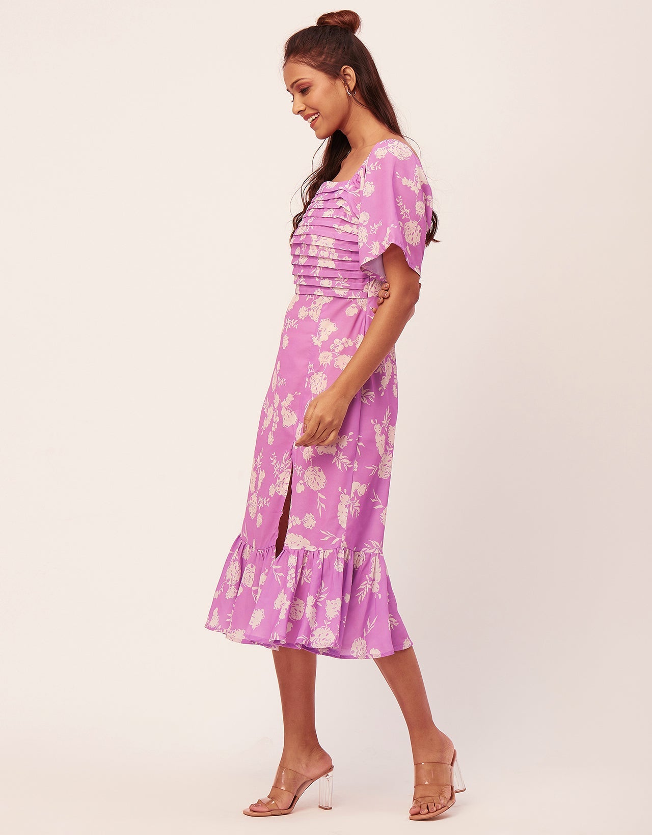 Side Slit Ruffle Dress