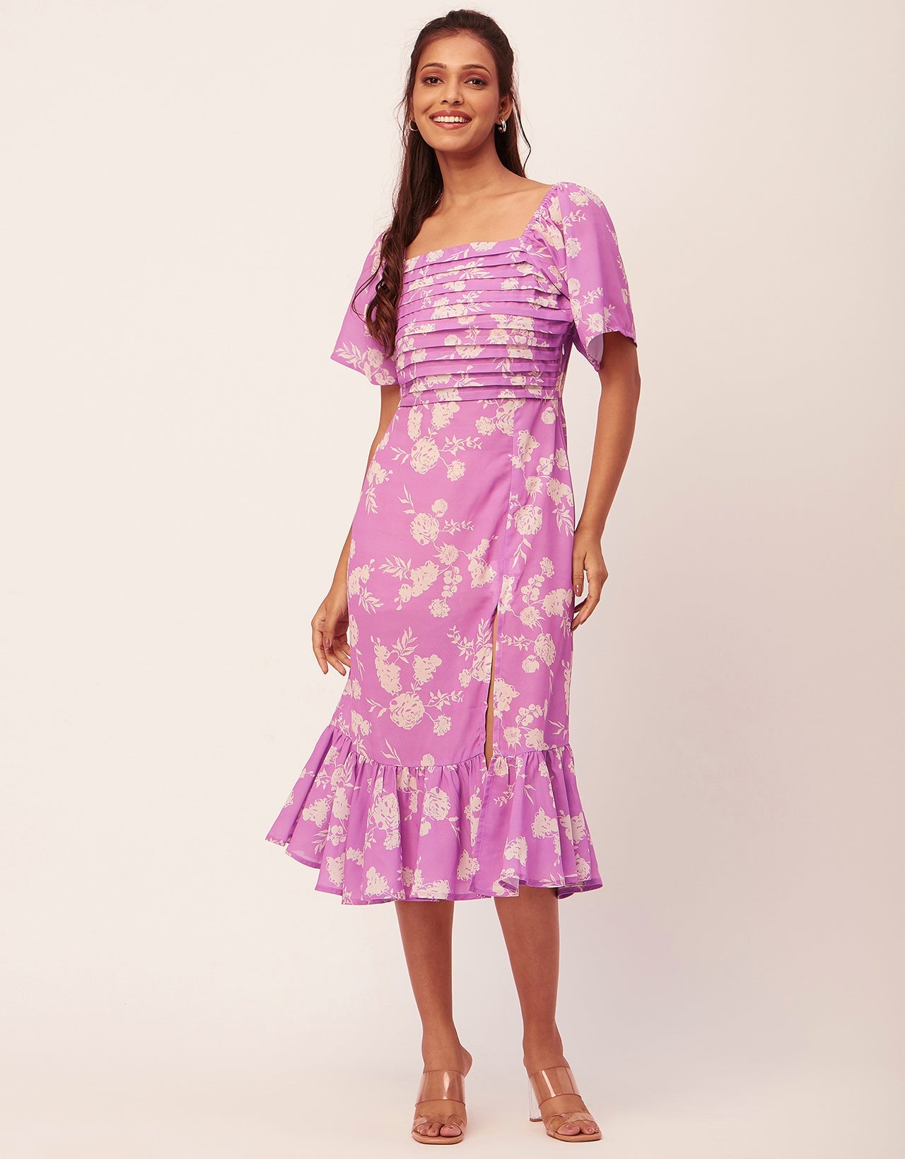 Side Slit Ruffle Dress