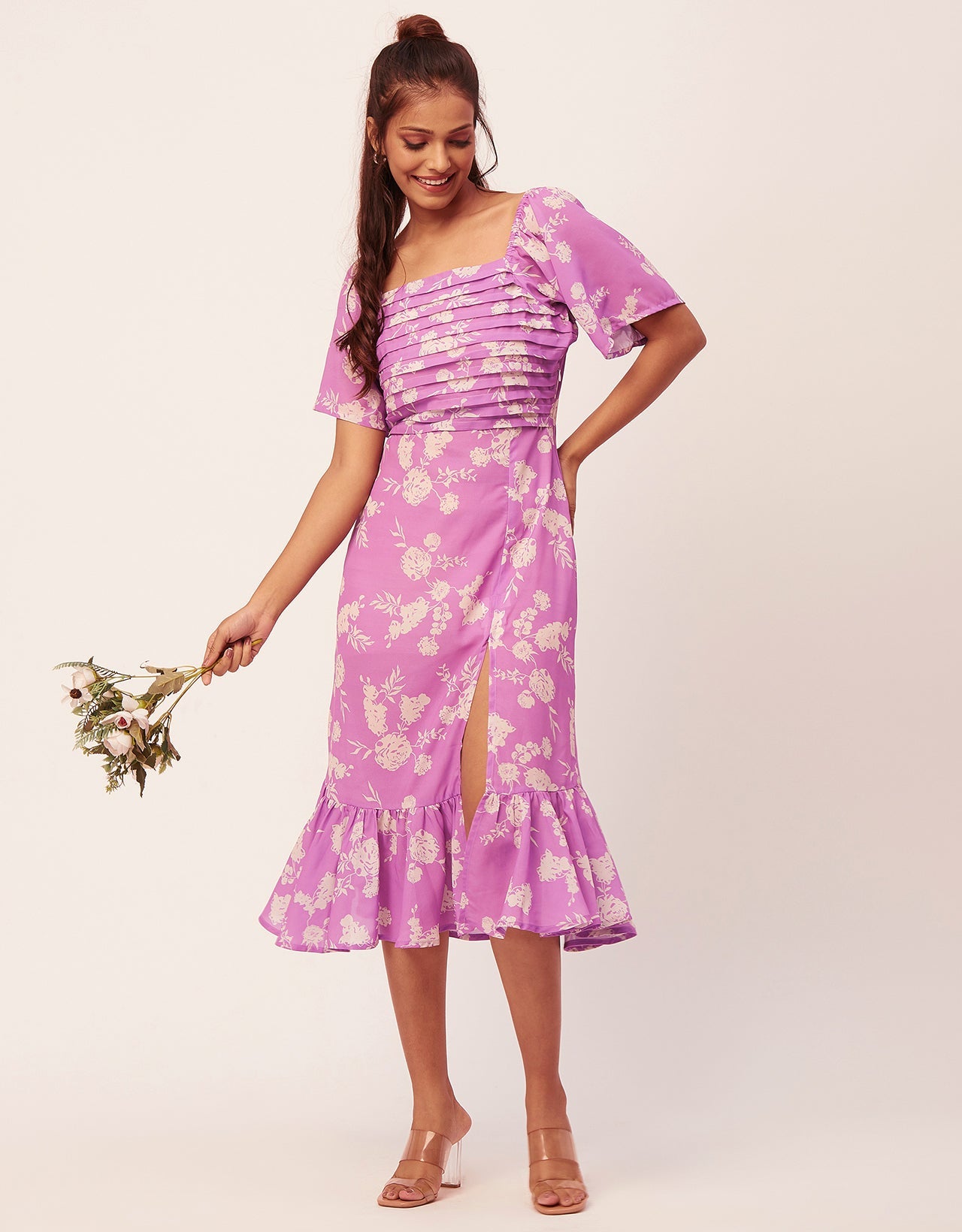 Side Slit Ruffle Dress