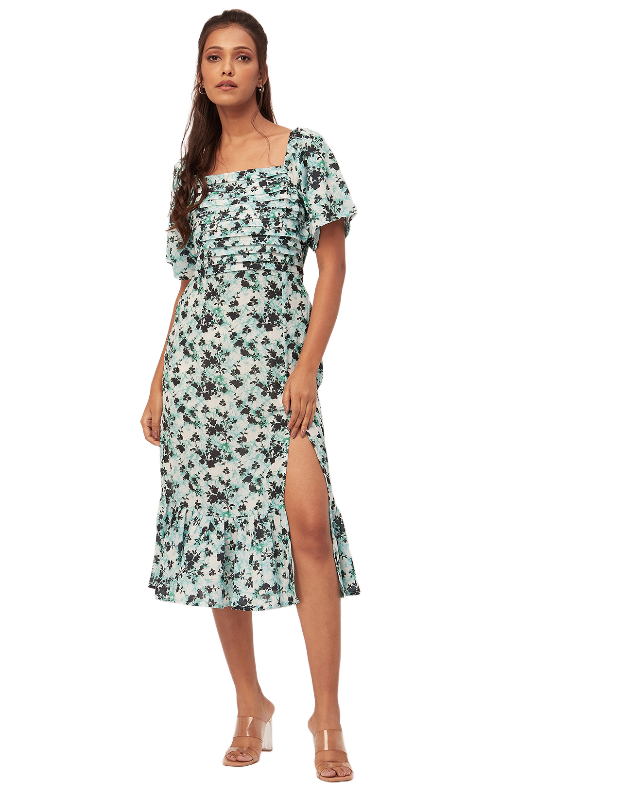 Side Slit Ruffle Dress