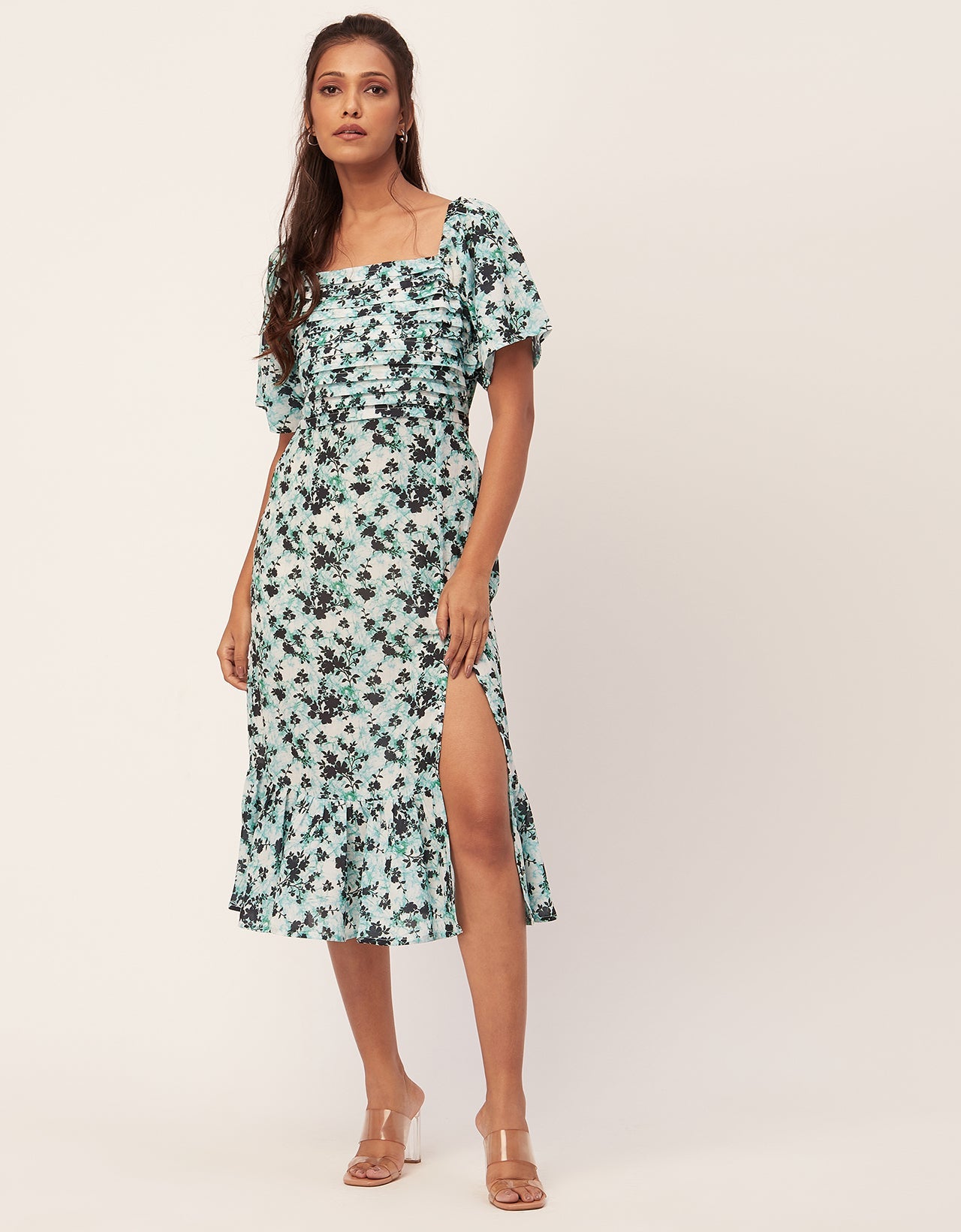 Side Slit Ruffle Dress