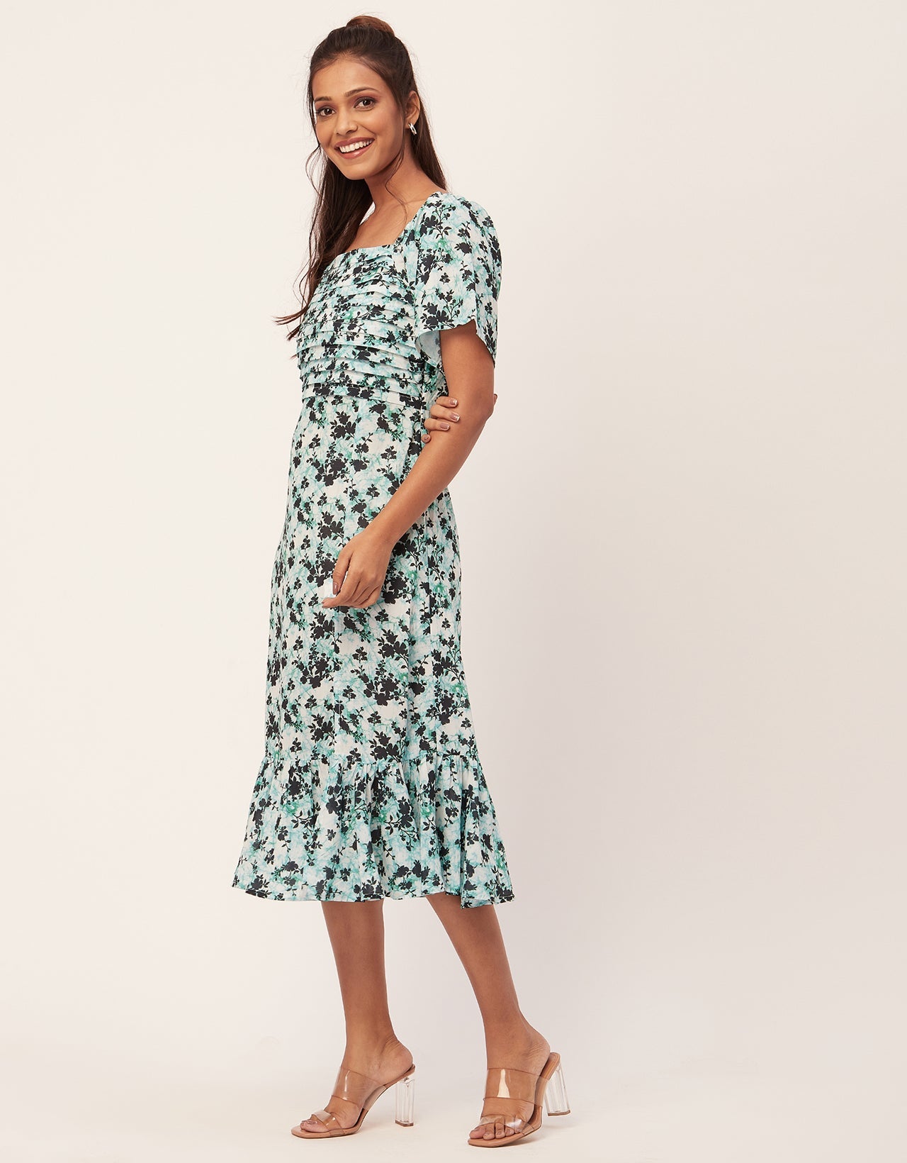 Side Slit Ruffle Dress