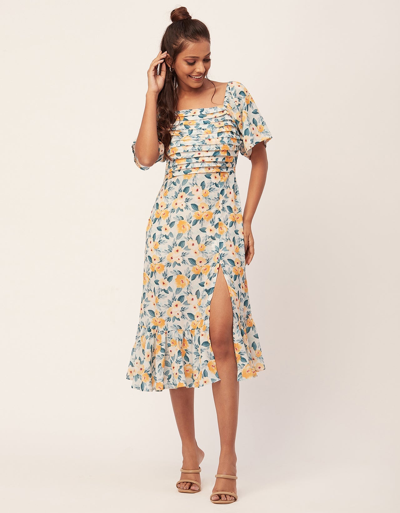 Side Slit Ruffle Dress