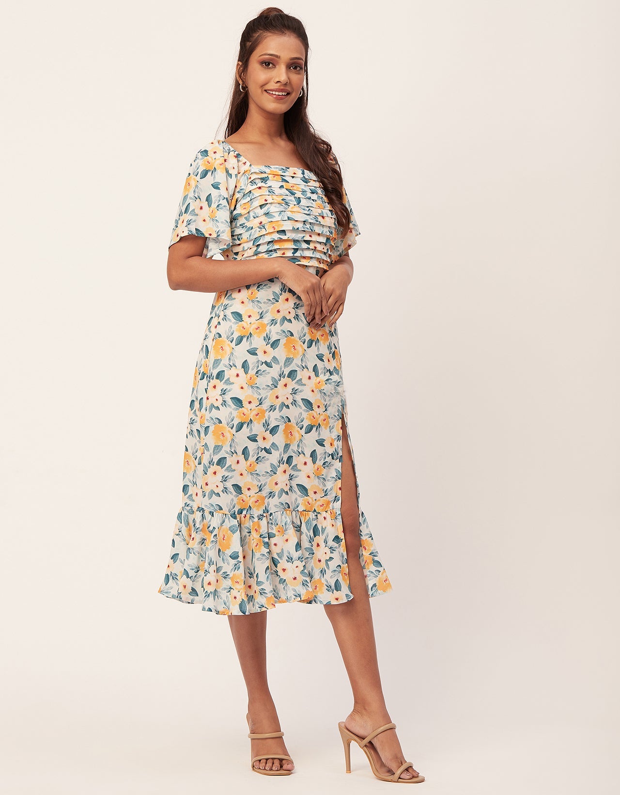 Side Slit Ruffle Dress