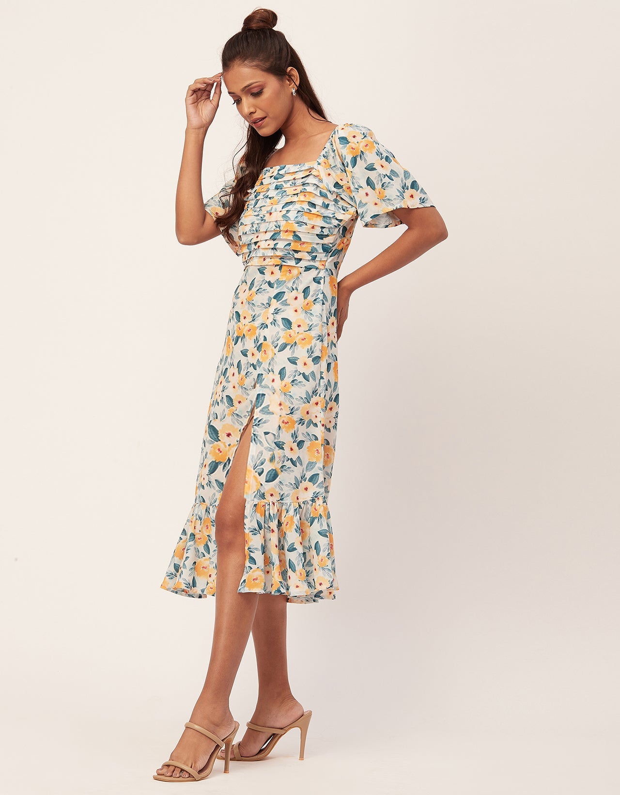 Side Slit Ruffle Dress