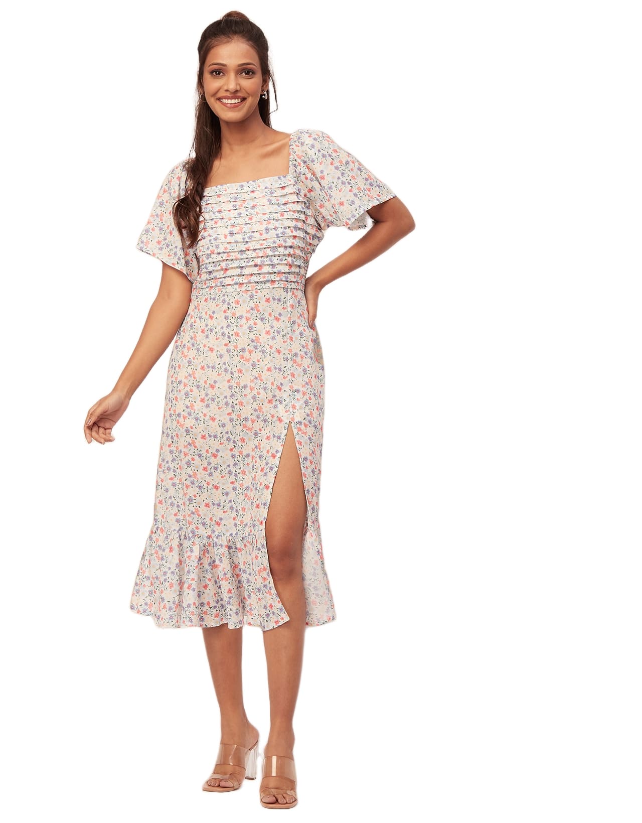 Side Slit Ruffle Dress