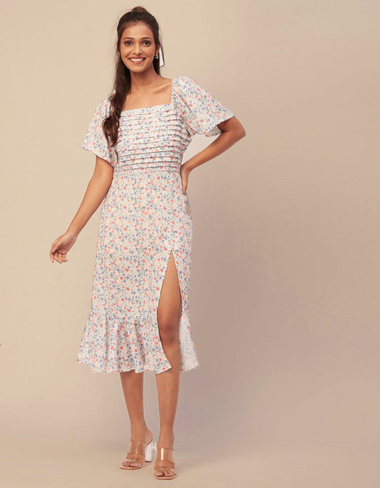 Side Slit Ruffle Dress