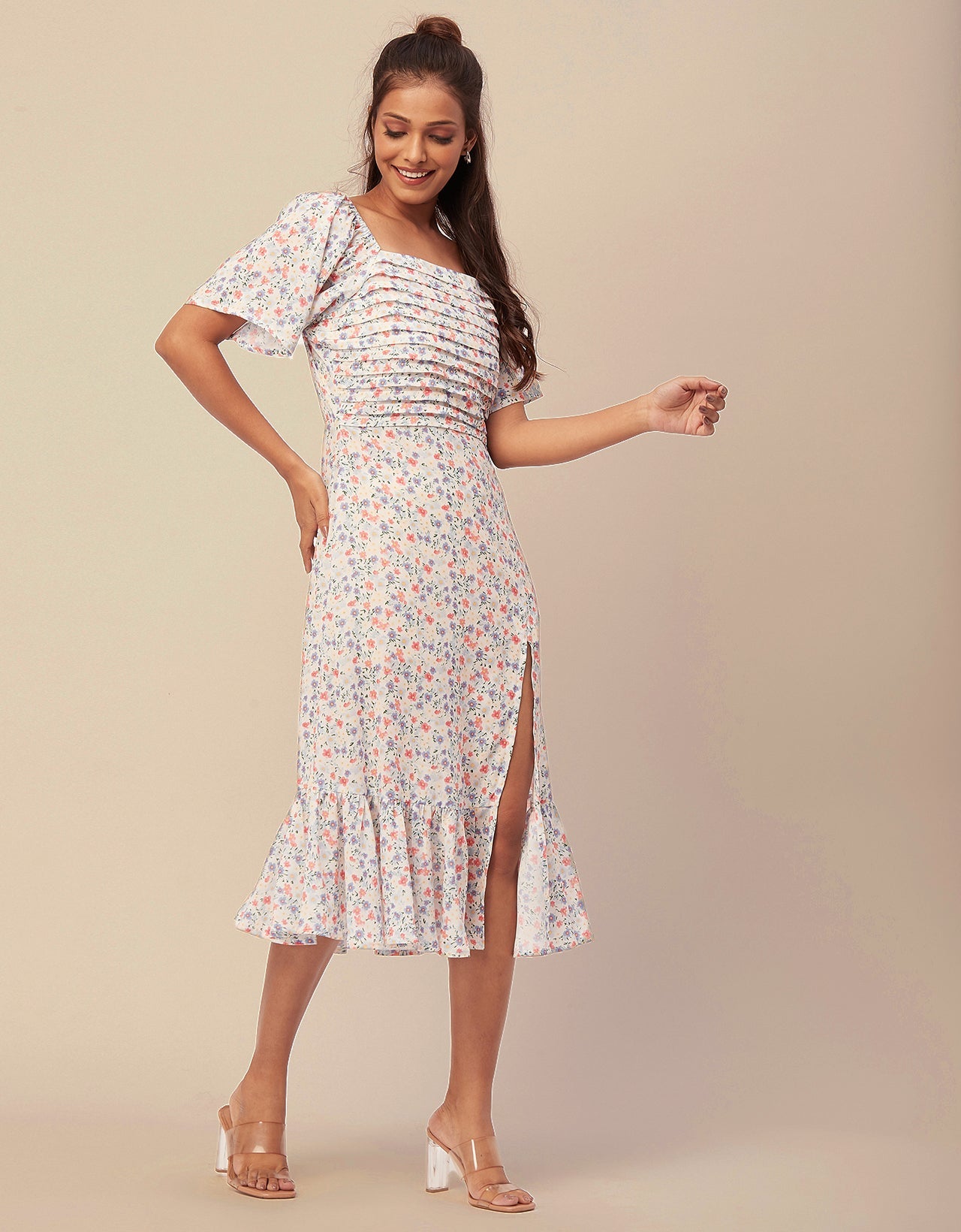 Side Slit Ruffle Dress