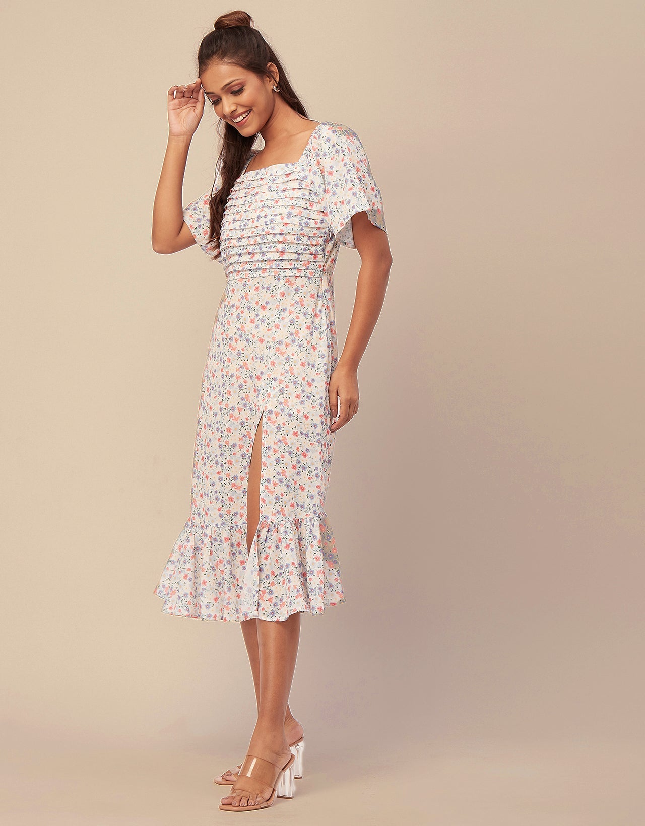 Side Slit Ruffle Dress