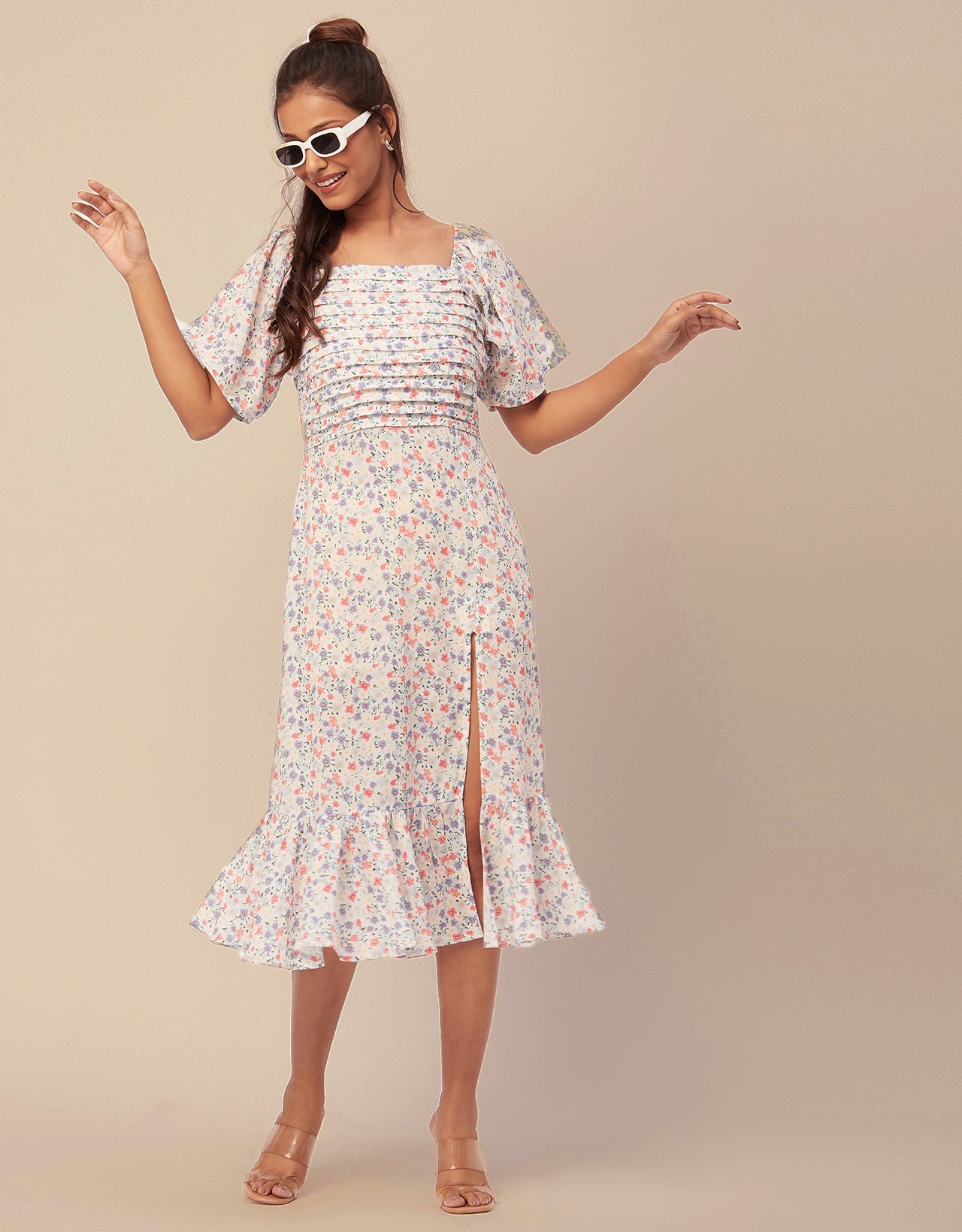 Side Slit Ruffle Dress