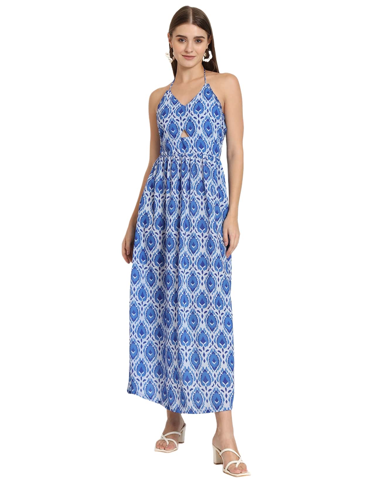 Printed Cut Out Halter Dress