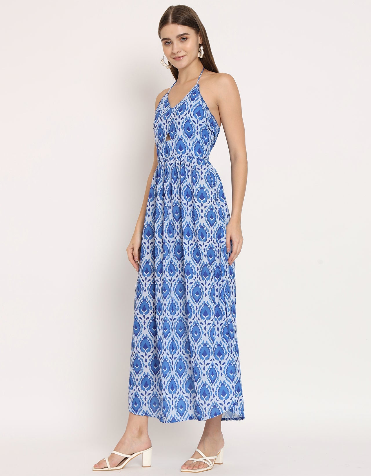 Printed Cut Out Halter Dress