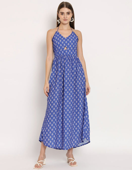 Printed Cut Out Halter Dress