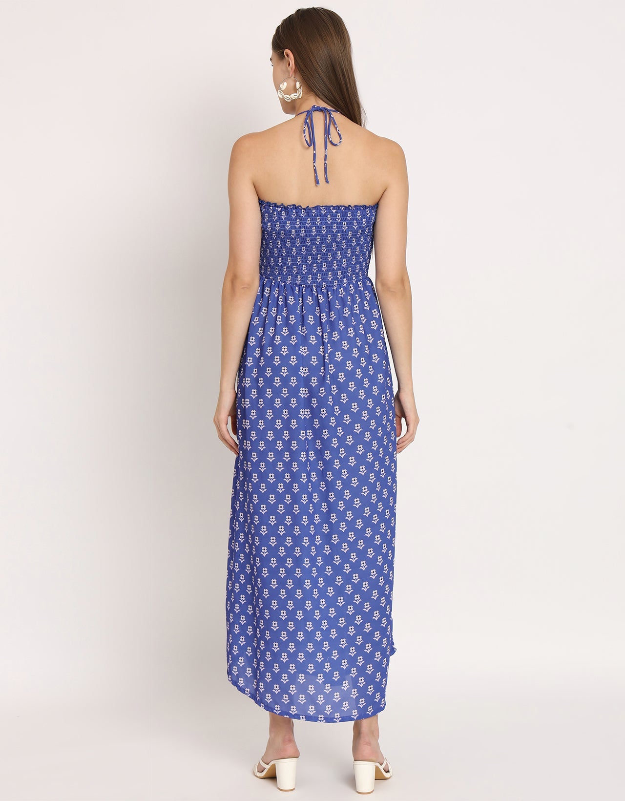 Printed Cut Out Halter Dress