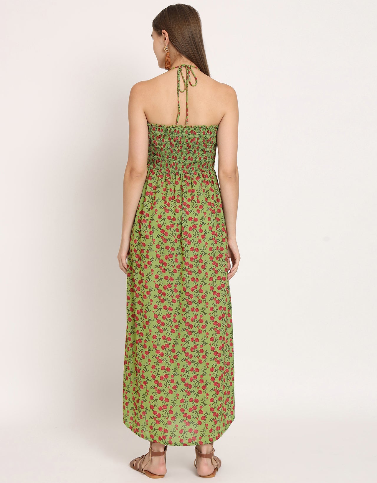 Printed Cut Out Halter Dress