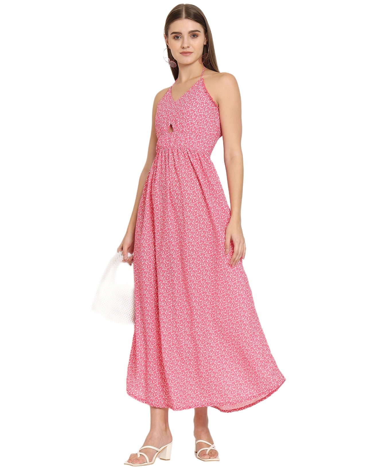 Printed Cut Out Halter Dress