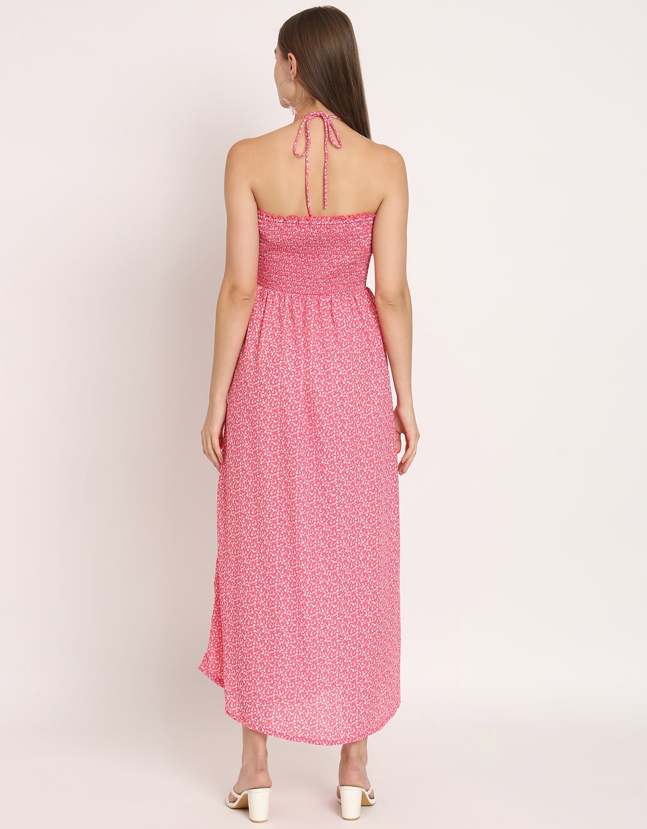 Printed Cut Out Halter Dress