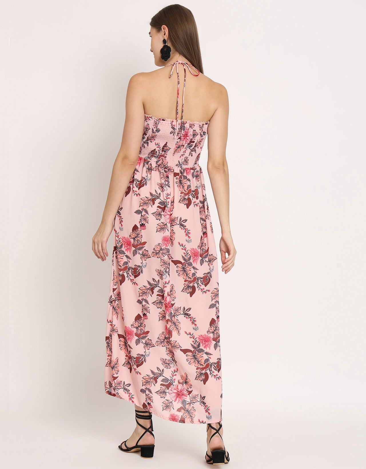 Printed Cut Out Halter Dress