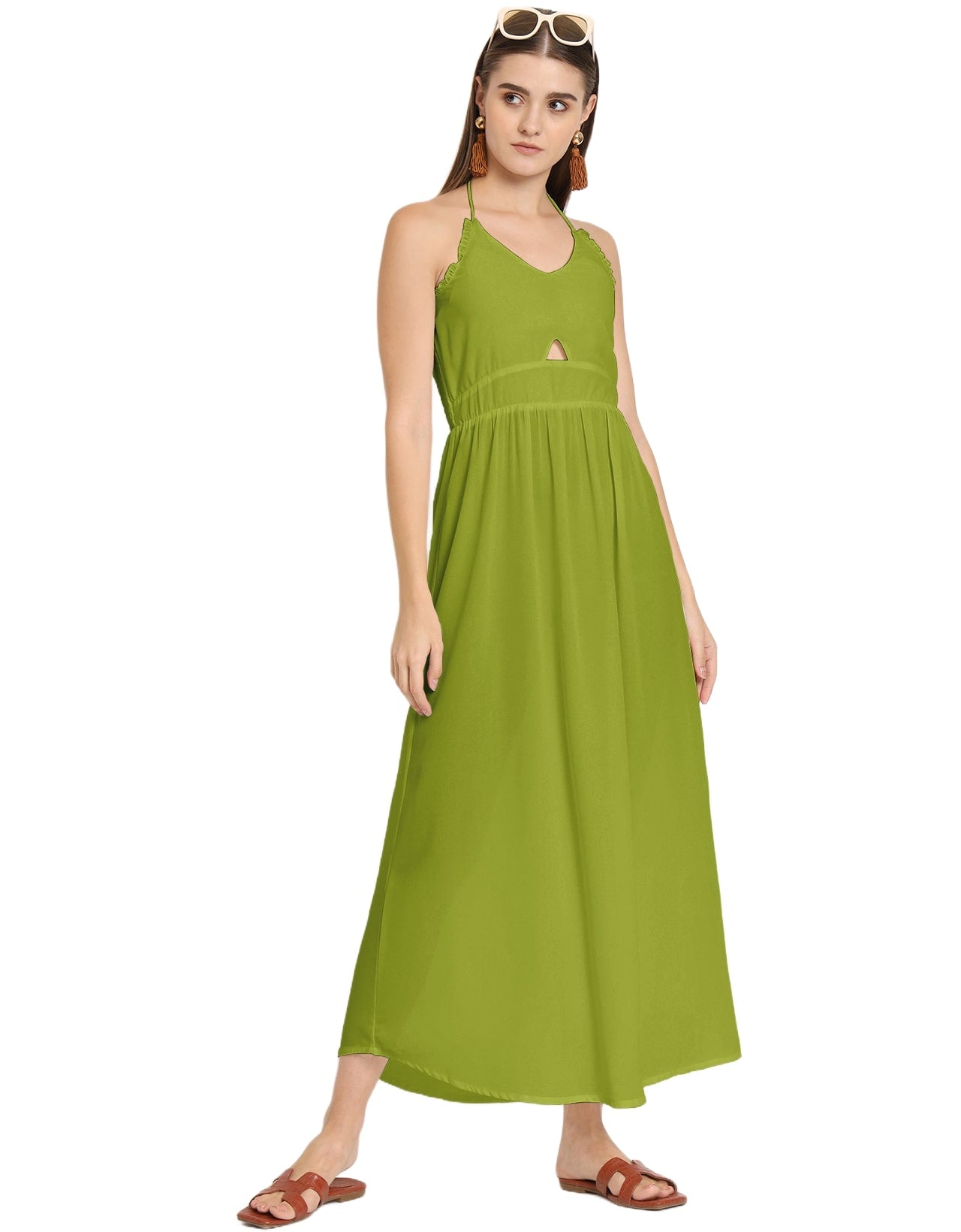 Printed Cut Out Halter Dress