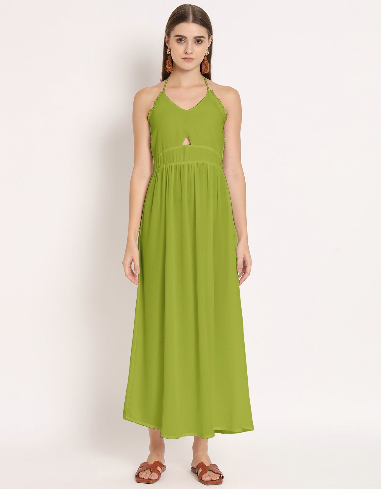 Printed Cut Out Halter Dress